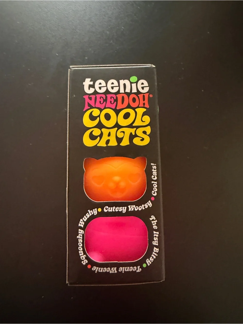 Nee Doh Schylling Teenie Cool Cats 3-pack Pink Orange Teal Squishy Sensory Toys